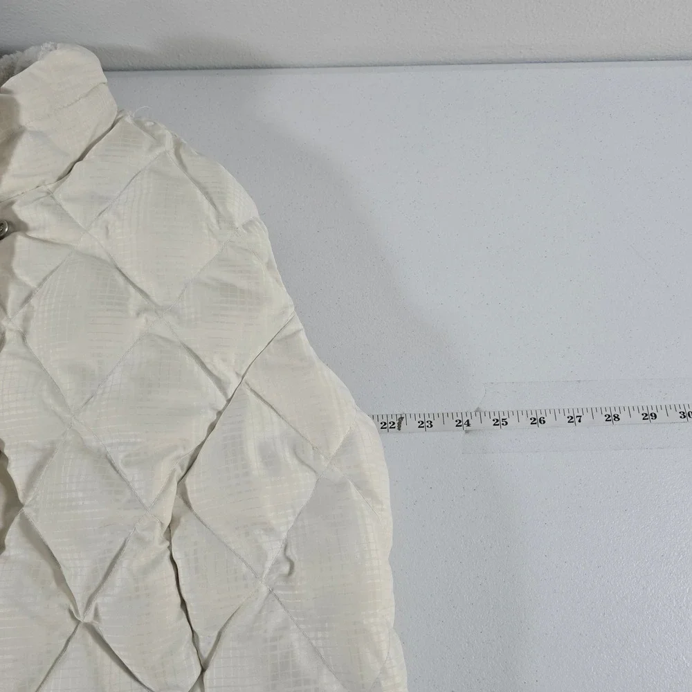 Eddie Bauer EB650 Goose Down Puffer Vest Womens 1X White Quilted Full Zip 15057